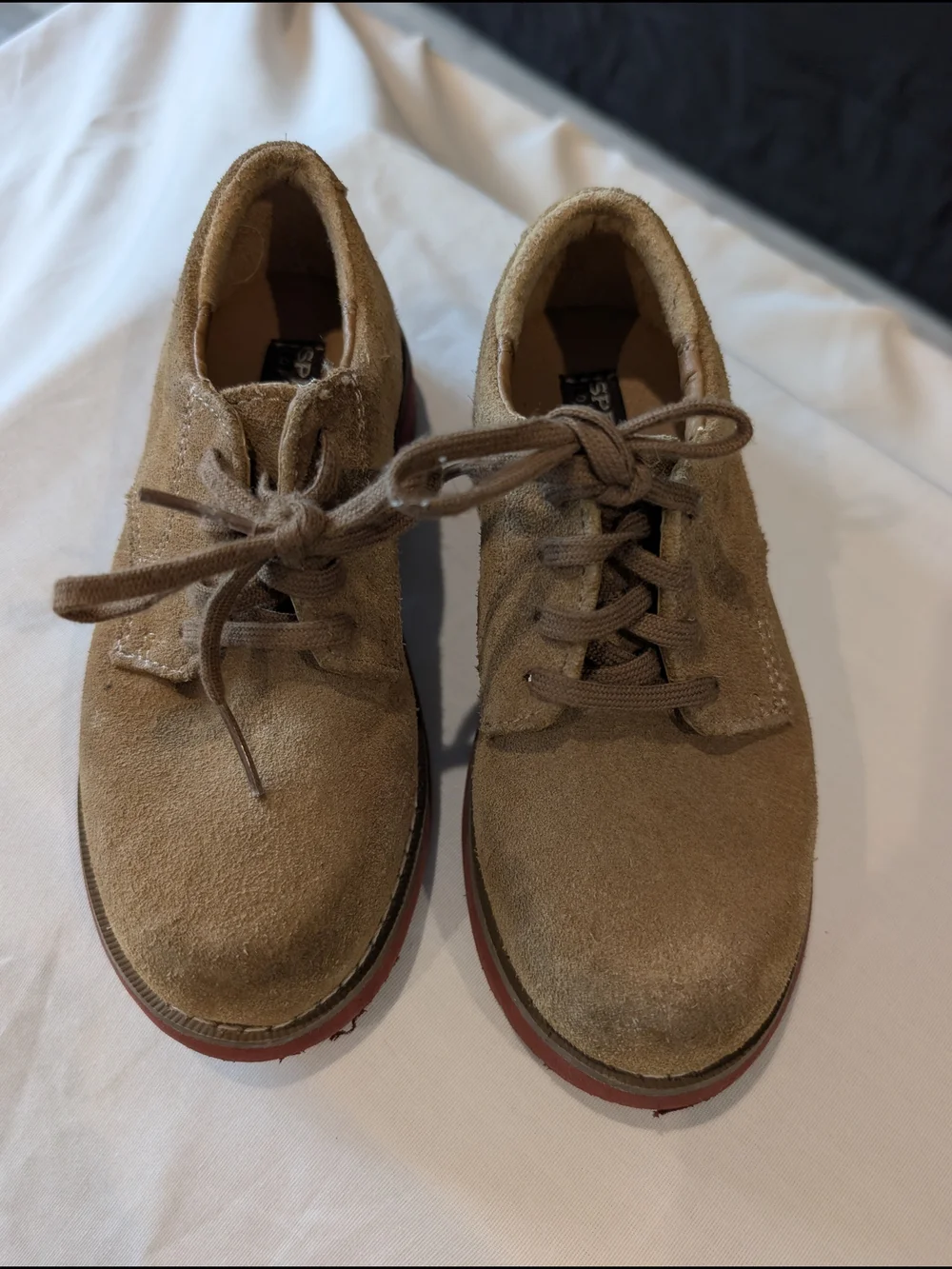 Sperry Kids Lace-Up Dress Shoes in Brown with Red Sole